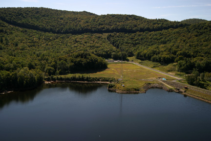 Yankee Rowe site visible from the north/west side of the Deerfield River